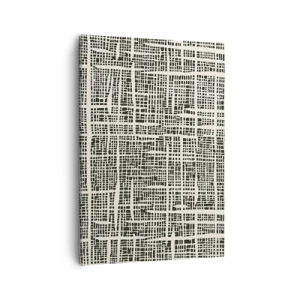 Cuadro sobre lienzo - Impresión de Imagen - Un patrón geométrico que se asemeja a una cuadrícula sobre un fondo claro. - 50x70cm - Composición del tejido - Decoración de pared moderna para salón y dormitorio ARTTOR