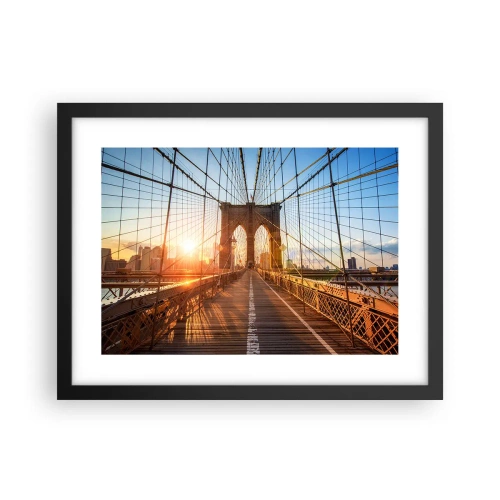 Póster en marco negro - En el puente dorado - 40x30 cm