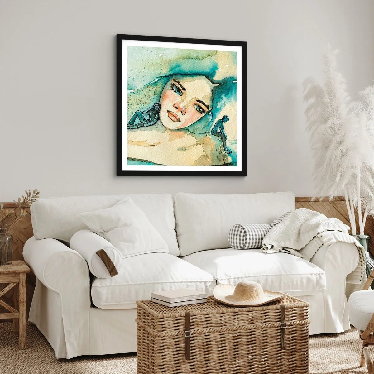 Póster en marco negro - ¿Soy azul? - 60x60 cm