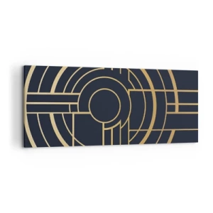 Cuadro sobre lienzo - Impresión de Imagen - Patrón geométrico con líneas doradas. - 120x50cm - Giro de los elementos - Decoración de pared moderna para salón y dormitorio ARTTOR