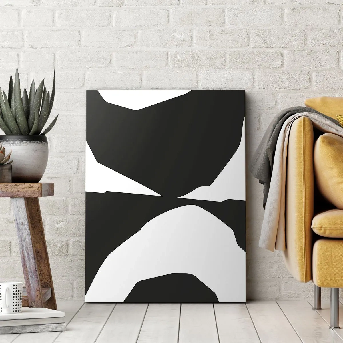 Cuadro sobre lienzo - Impresión de Imagen - Patrón de contraste abstracto en blanco y negro - 80x120cm - Positivo-negativo - Decoración de pared moderna para salón y dormitorio ARTTOR