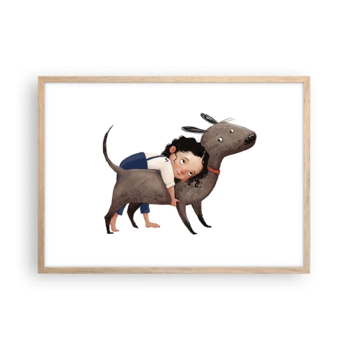 Póster en marco roble claro - Mejores amigos - 70x50 cm