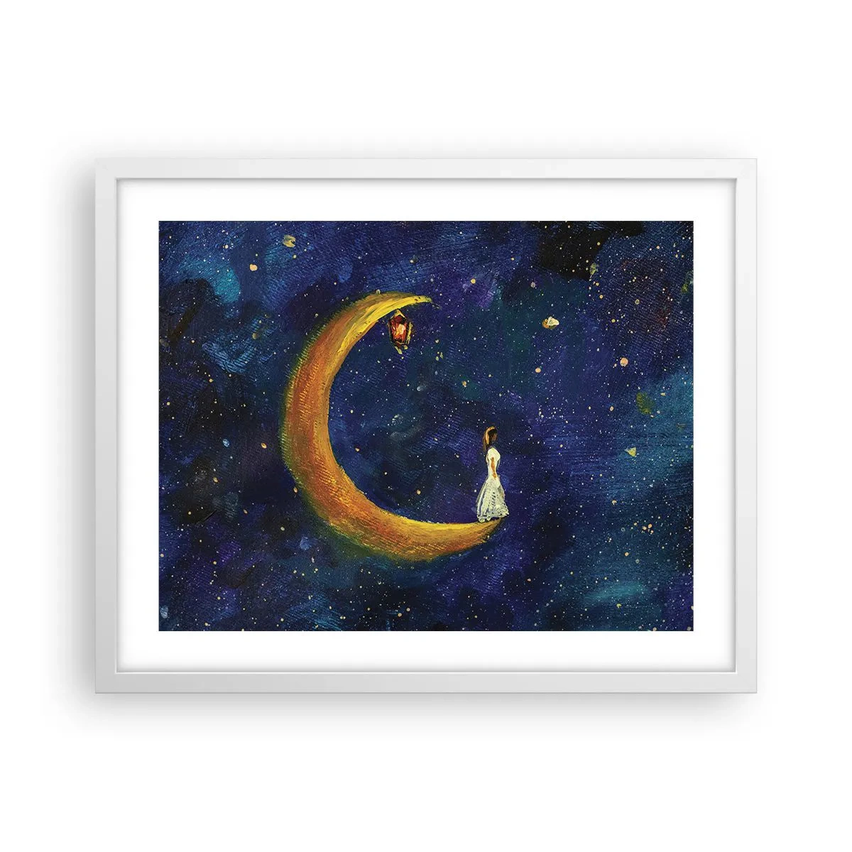Póster en marco blanco - La llamada de la Luna - 50x40 cm