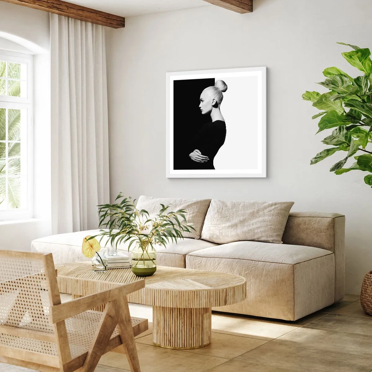 Póster en marco blanco - Simplemente femenina - 50x50 cm