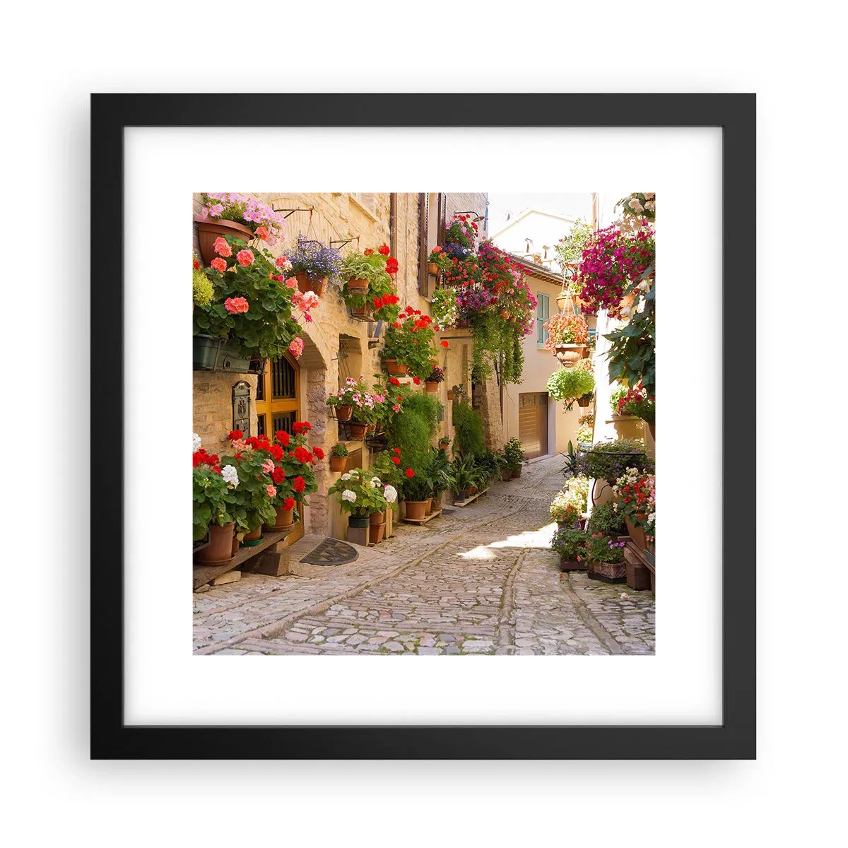 Póster en marco negro - En un torrente de flores - 30x30 cm