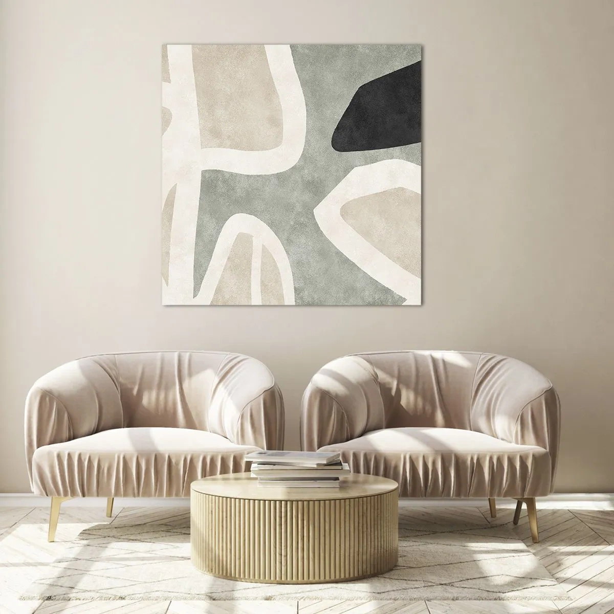 Cuadro sobre vidrio - Impresiones sobre Vidrio - Composición con un toque negro - 70x70 cm