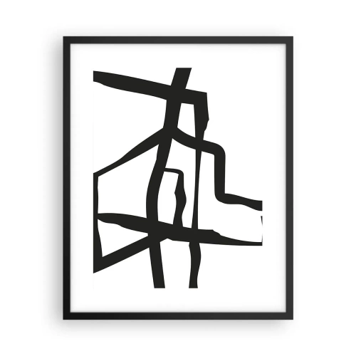 Póster en marco negro - Construcción en blanco y negro - 40x50 cm
