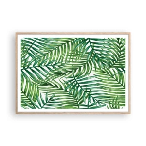 Póster en marco roble claro - Bajo el verde - 100x70 cm
