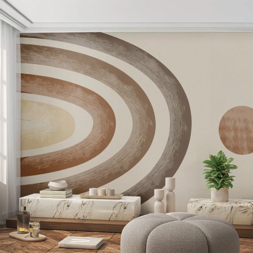Fotomural Premium Sand - Composición planetaria abstracta en tonos marrones - 100x70cm - En otro mundo - Decoración de pared moderna para salón y dormitorio ARTTOR