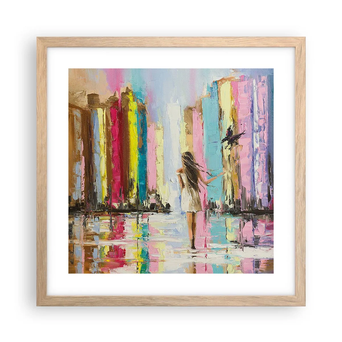 Póster en marco roble claro - Sígueme - 40x40 cm