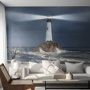 Fotomural Autadhesivo Deluxe Sticker - ¡Aquí... aquí... aquí! - Paisaje, Faro, Isla - 100x70 cm