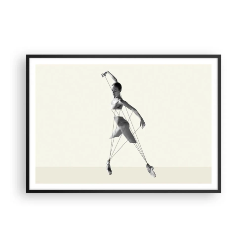 Póster en marco negro - Bailarina en interpretación geométrica con líneas. - 100x70cm - Títere de sí misma - Decoración de pared moderna para salón y dormitorio ARTTOR