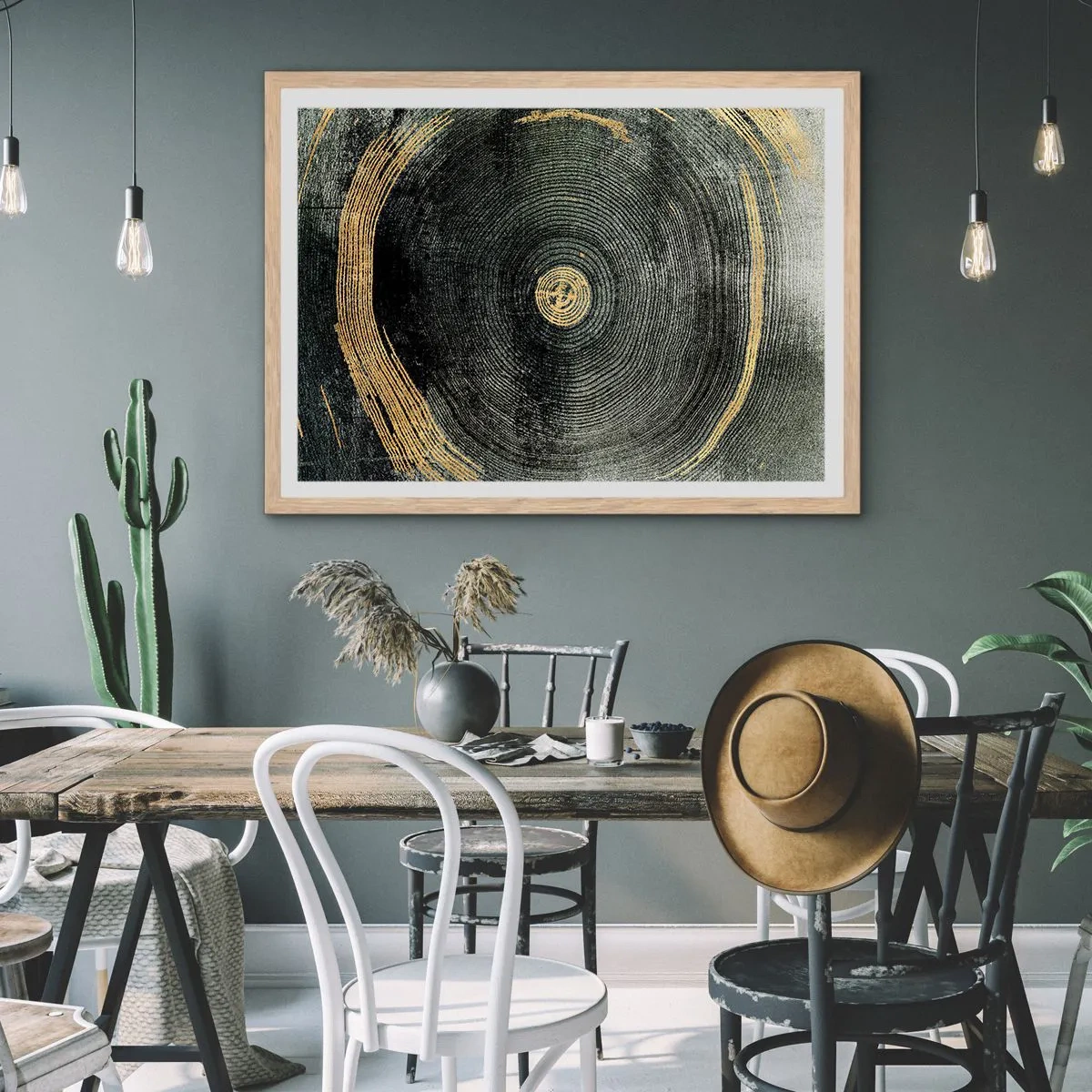 Póster en marco roble claro - Cambio y perpetuidad - 100x70 cm