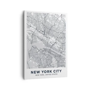 Cuadro sobre lienzo - Impresión de Imagen - Un mapa de la ciudad en estilo minimalista sobre un fondo gris. - 50x70cm - Anatomía de una metrópolis - Decoración de pared moderna para salón y dormitorio ARTTOR