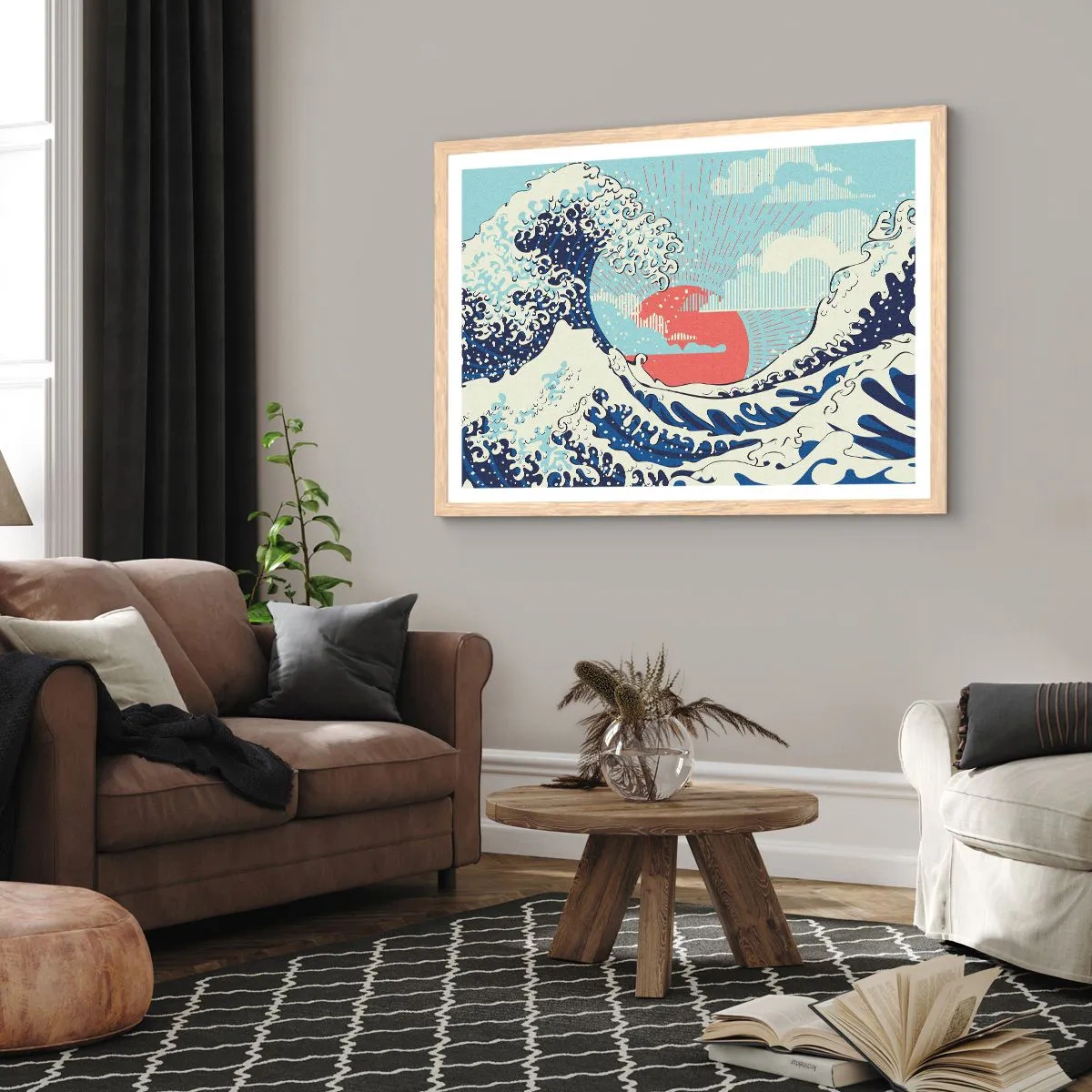 Póster en marco roble claro - De inspiración japonesa - 50x40 cm