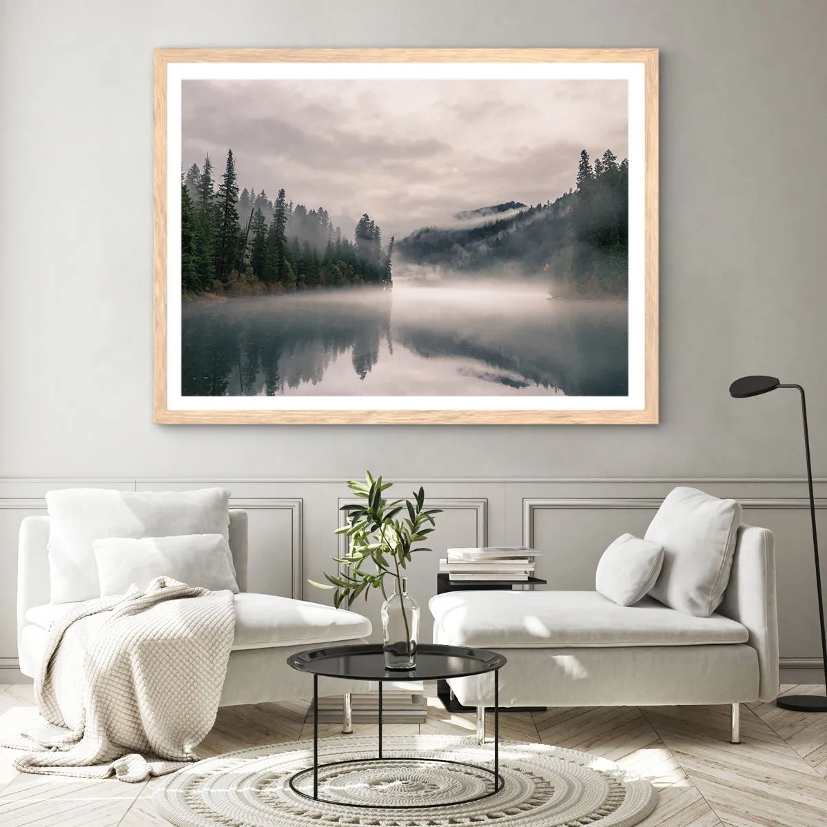 Póster en marco roble claro - En el ensueño, en la niebla - 40x30 cm