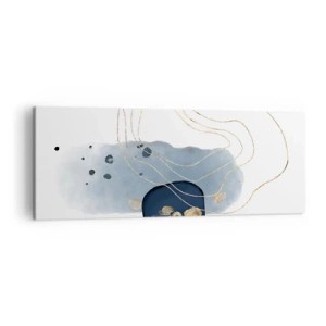 Cuadro sobre lienzo - Impresión de Imagen - Abstracción en tonos azules y dorados. - 140x50cm - Fantasía azul y oro - Decoración de pared moderna para salón y dormitorio ARTTOR