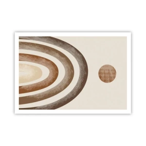 Póster - Motivo planetario geométrico en tonos marrones - 100x70cm - En otro mundo - Decoración de pared moderna para salón y dormitorio ARTTOR