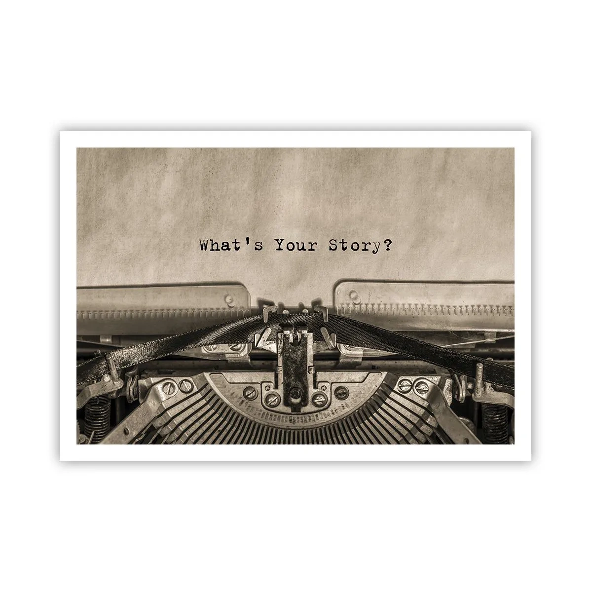 Póster - Una máquina de escribir con las palabras ¿Cuál es tu historia? - 100x70cm - Solo espero una respuesta - Decoración de pared moderna para salón y dormitorio ARTTOR