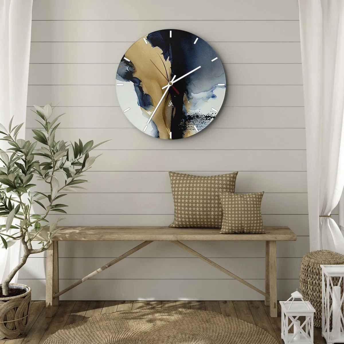 Reloj de pared - Reloj de vidrio - Tras el telón - 30x30 cm
