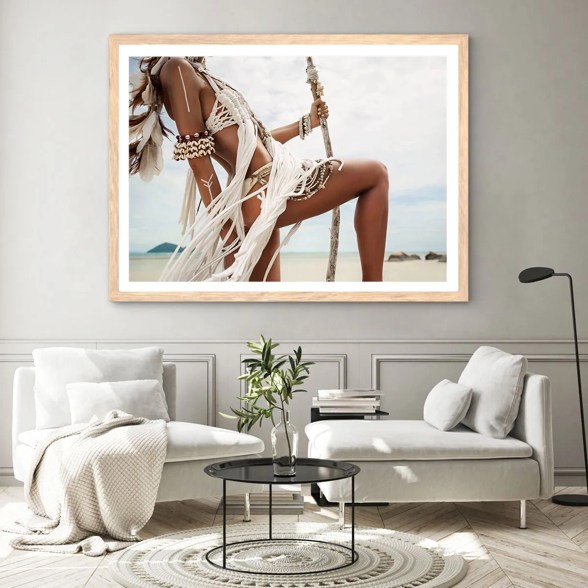 Póster en marco roble claro - Sacerdotisa del sol - 70x50 cm