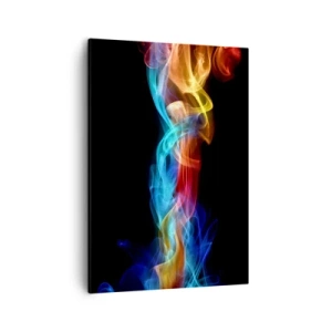 Cuadro sobre lienzo - Impresión de Imagen - Humo colorido sobre un fondo negro - 50x70cm - Una danza de nieblas de arco iris - Decoración de pared moderna para salón y dormitorio ARTTOR