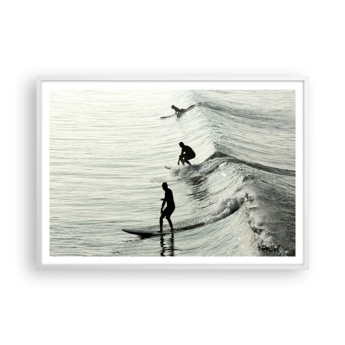 Póster en marco blanco - Al encuentro de la ola - 100x70 cm