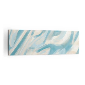 Cuadro sobre lienzo - Impresión de Imagen - Rayas azules abstractas sobre un fondo claro - 160x50cm - Brisas primaverales - Decoración de pared moderna para salón y dormitorio ARTTOR