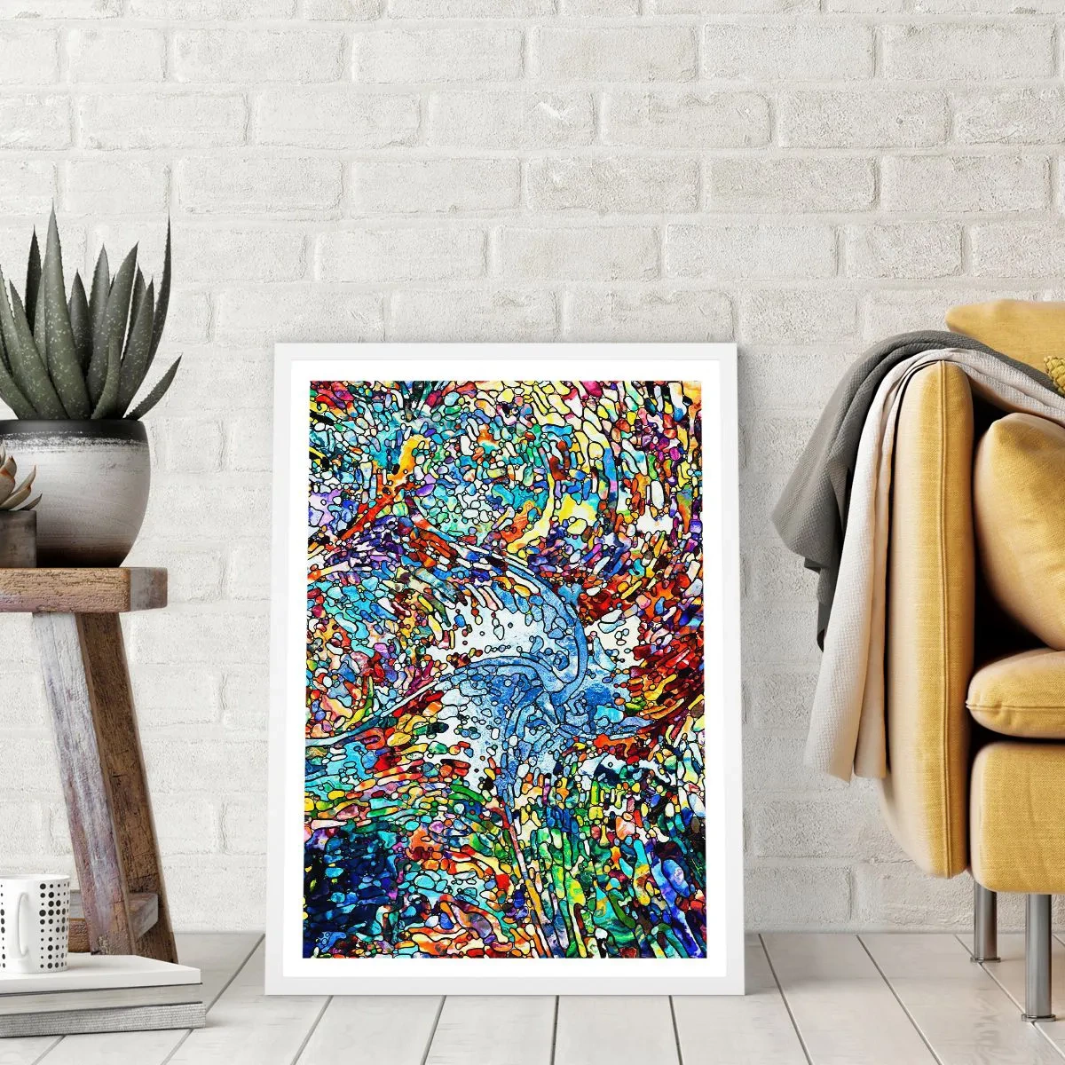 Póster en marco blanco - Vidriera - 70x100 cm