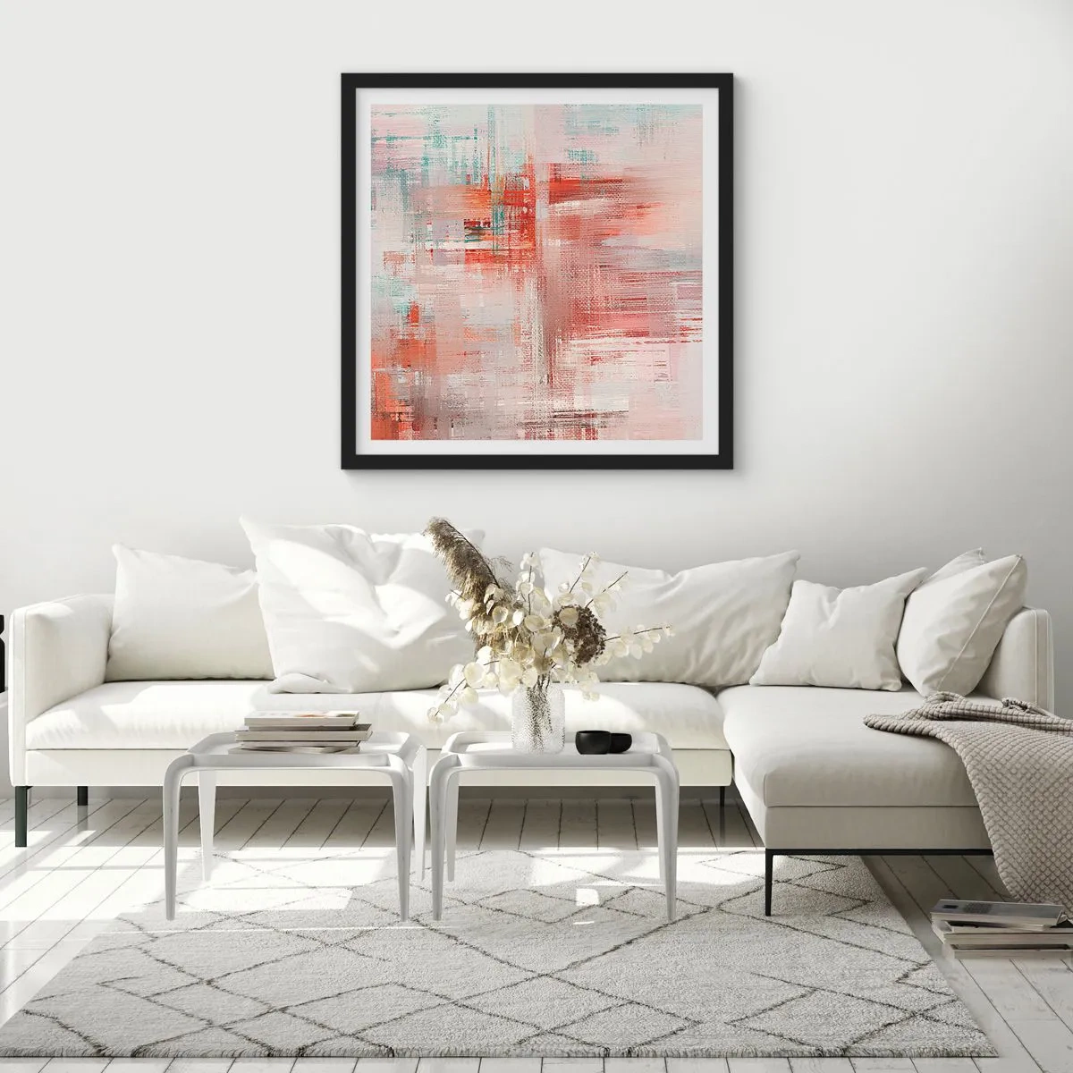 Póster en marco negro - Niebla rosa - 30x30 cm