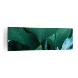Cuadro sobre lienzo - Impresión de Imagen - Hojas verdes en una composición minimalista. - 160x50cm - De cara a la luz - Decoración de pared moderna para salón y dormitorio ARTTOR