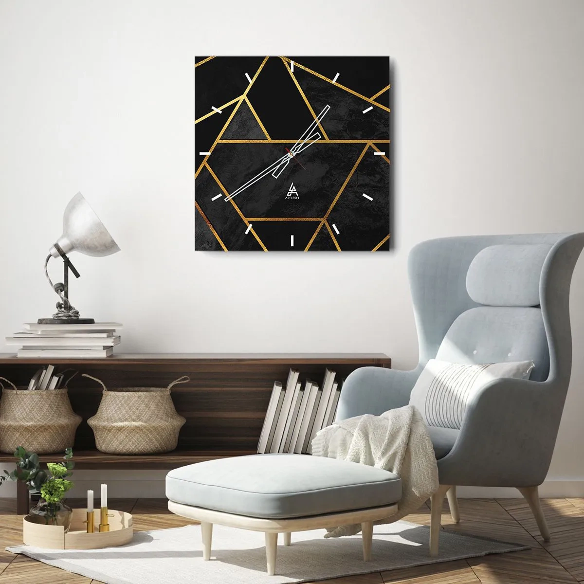 Reloj de pared - Reloj de vidrio - Oscuridad y brillo - 40x40 cm