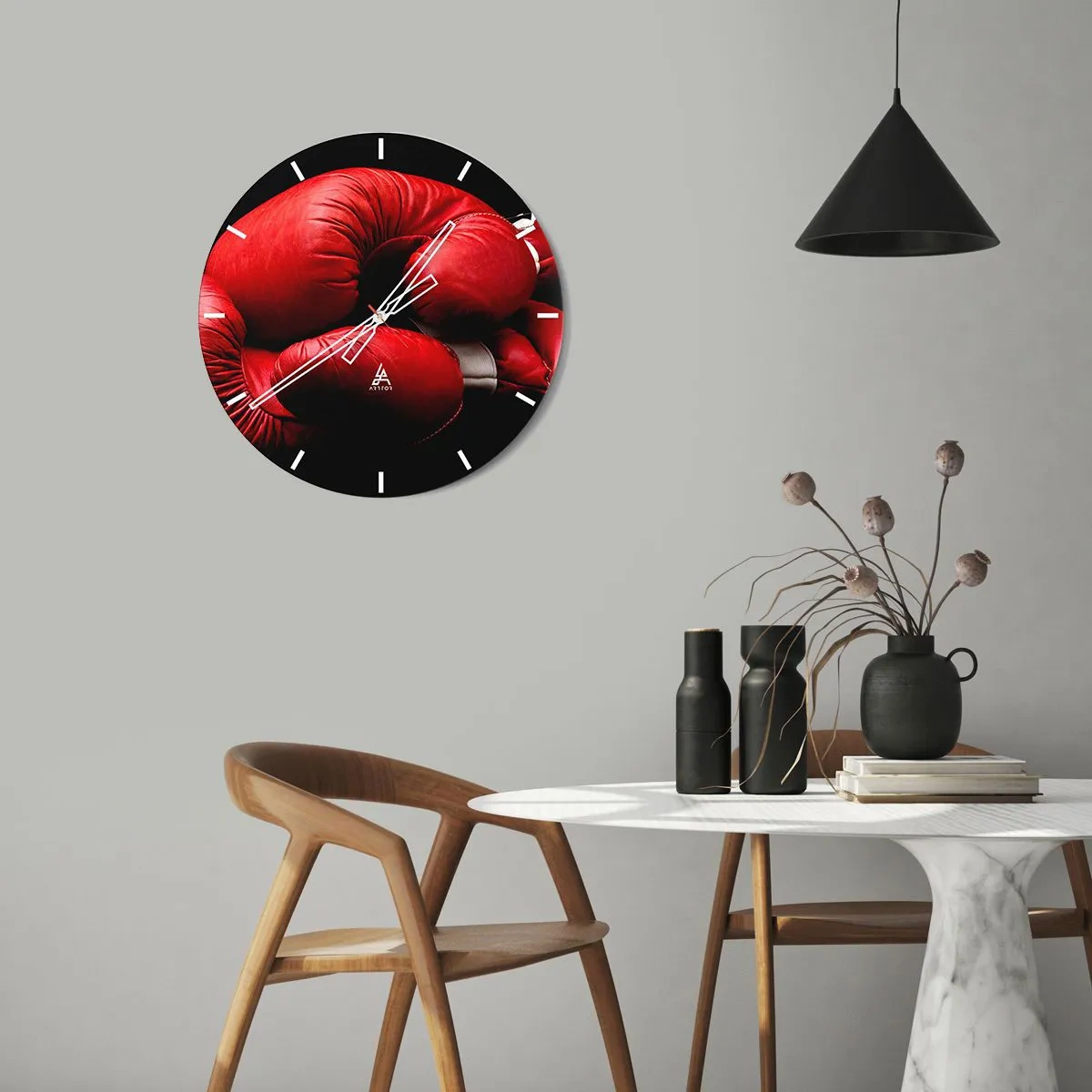 Reloj de pared - Reloj de vidrio - La emoción del combate quedó atrás - 40x40 cm