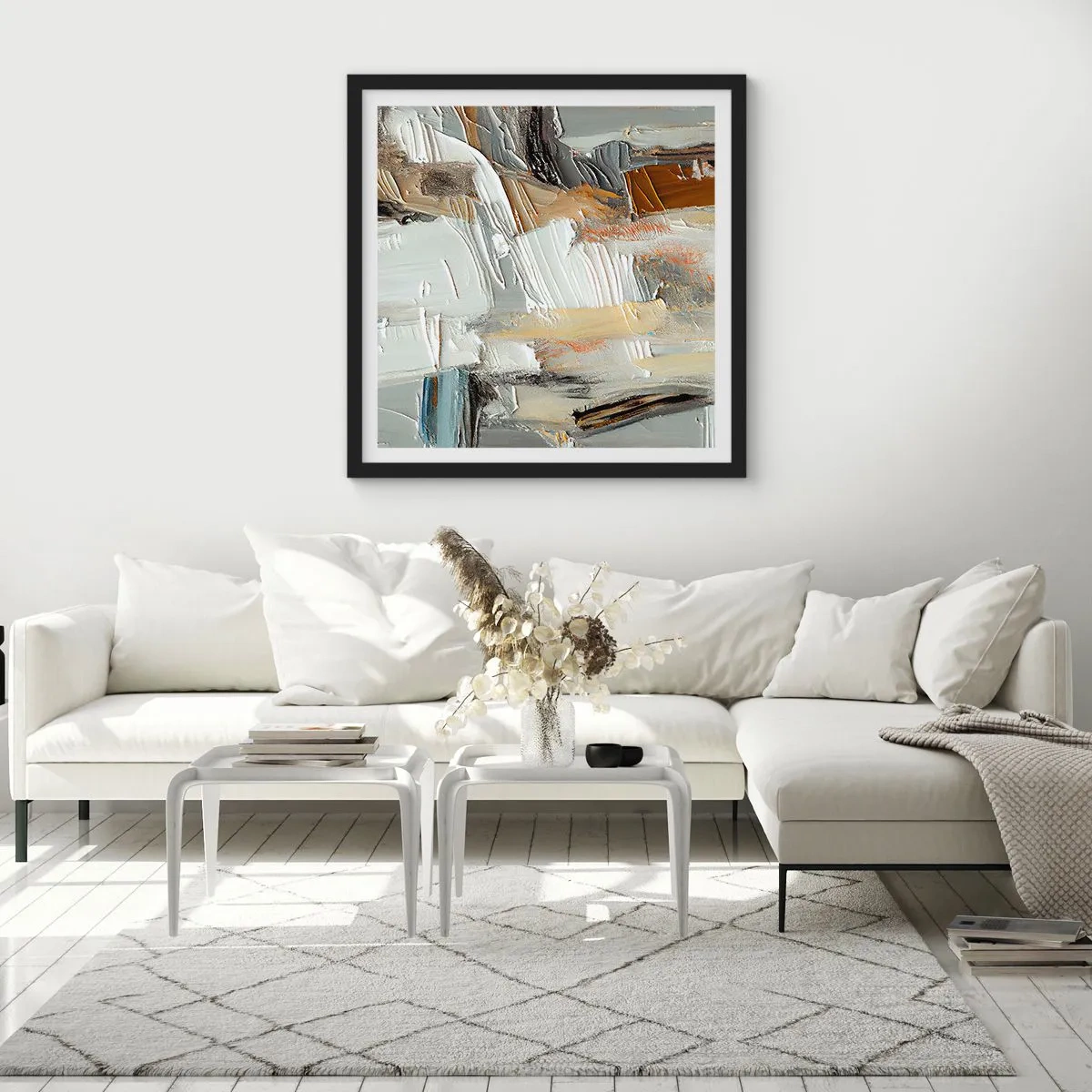 Póster en marco negro - Estratificación de colores - 60x60 cm