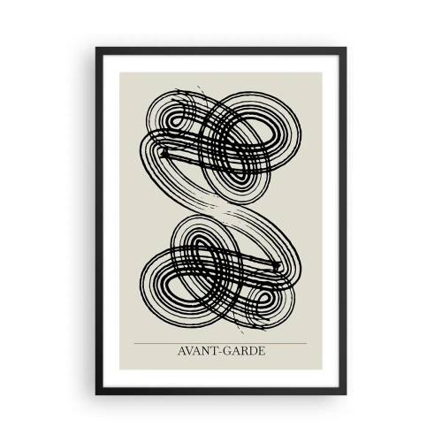 Póster en marco negro - Composición abstracta de líneas vanguardistas - 50x70cm - Salió espontáneamente - Decoración de pared moderna para salón y dormitorio ARTTOR