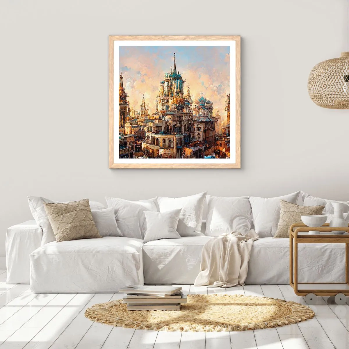 Póster en marco roble claro - Una ciudad de ciudades - 40x40 cm