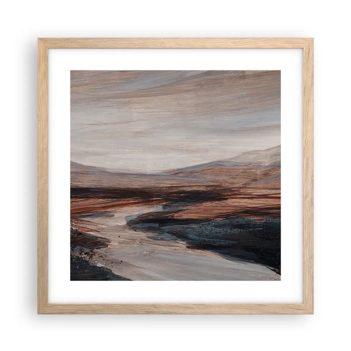 Póster en marco roble claro - Valle apacible - 40x40 cm