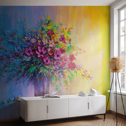 Fotomural Premium Canvas - El regalo de un prado de verano - Flores en un florero, Pedazo, Ramo de flores - 400x280 cm
