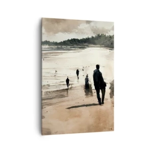 Cuadro sobre lienzo - Impresión de Imagen - Caminantes de playa en un paisaje tranquilo - 70x100cm - Un sueño evocado - Decoración de pared moderna para salón y dormitorio ARTTOR