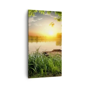 Cuadro sobre lienzo - Impresión de Imagen - Paisaje en un marco verde - 55x100 cm