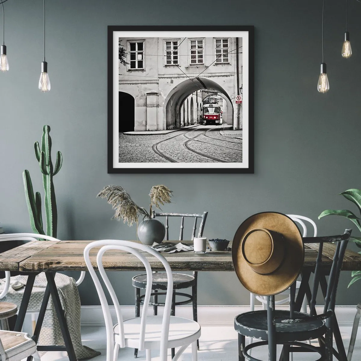 Póster en marco negro - A través del laberinto urbano - 30x30 cm