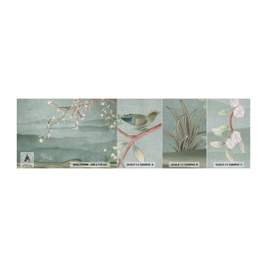 Muestra de fotomural Premium Canvas - Primavera, ah, eres tú - Pastel, Aves, flores - 100x30 cm