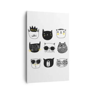 Cuadro sobre lienzo - Impresión de Imagen - Ilustraciones de gatos con estilo minimalista - 80x120cm - Cada uno diferente - Decoración de pared moderna para salón y dormitorio ARTTOR