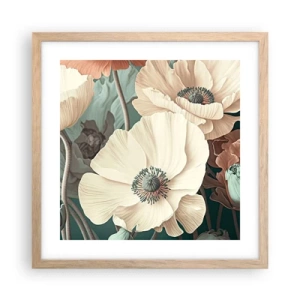 Póster en marco roble claro - Susurro de amapolas - 40x40 cm
