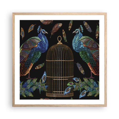Póster en marco roble claro - Con plumajes reales - 60x60 cm