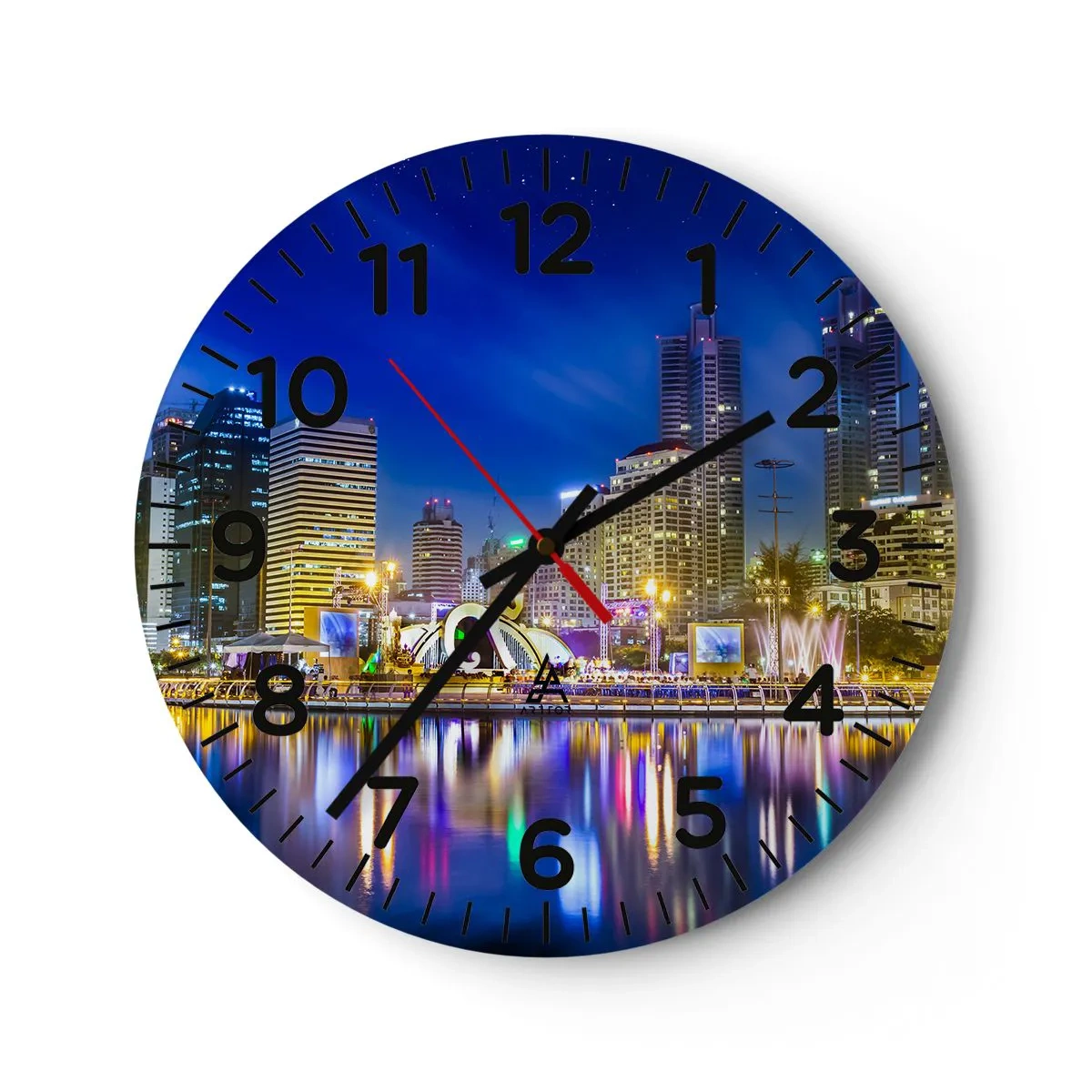Reloj de pared - Reloj de vidrio - La noche del arco iris de la metrópoli - 30x30 cm