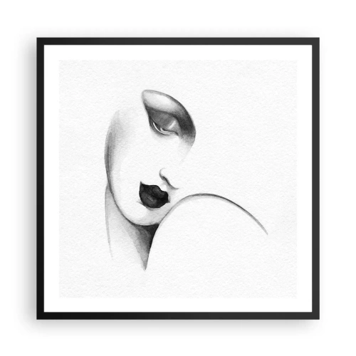 Póster en marco negro - Pensativa - 60x60 cm