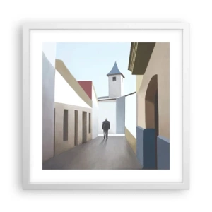 Póster en marco blanco - Paseo soleado - 40x40 cm