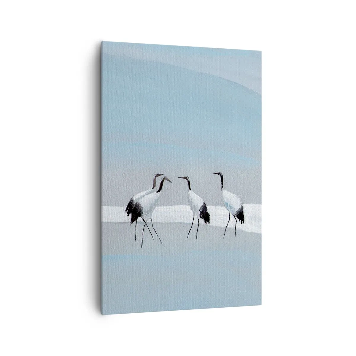 Cuadro sobre lienzo - Impresión de Imagen - Un grupo de grullas contra un cielo azul y el sol naciente. - 80x120cm - Después de un día caluroso - Decoración de pared moderna para salón y dormitorio ARTTOR