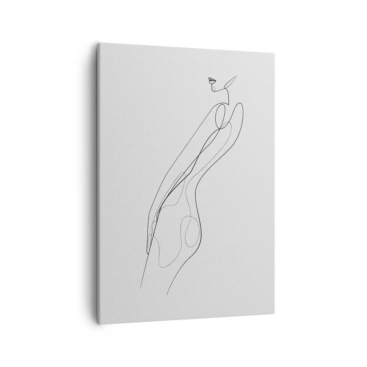 Cuadro sobre lienzo - Impresión de Imagen - Una línea minimalista que muestra una silueta sobre un fondo claro. - 50x70cm - Apenas una promesa - Decoración de pared moderna para salón y dormitorio ARTTOR
